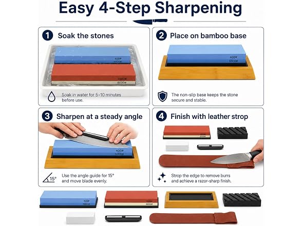 Knife Sharpening Stone Set, 400/1000