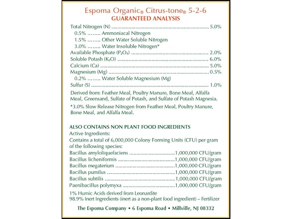 Espoma Citrus-Tone 5-2-6 Organic Fertilizer