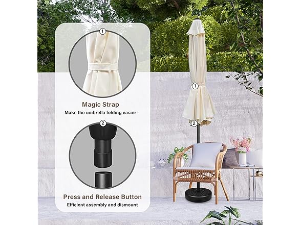 YSSOA 9' Patio Umbrella with 8 Sturdy Ribs, Beige