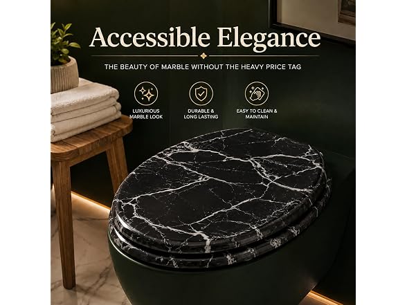 American Dream 17" Marbleized Wood Toilet Seat ? B