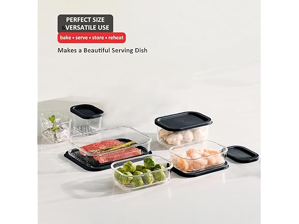 EATEX Grooved Base Glass Meal Prep Containers