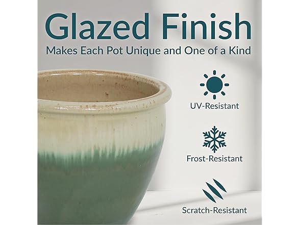 Sunnydaze Round Ceramic Planter - Set of 2