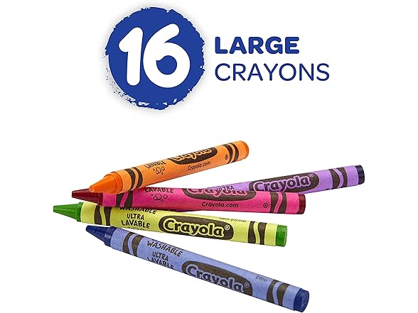 Crayola Ultra Clean Washable Crayons, Large 16Count