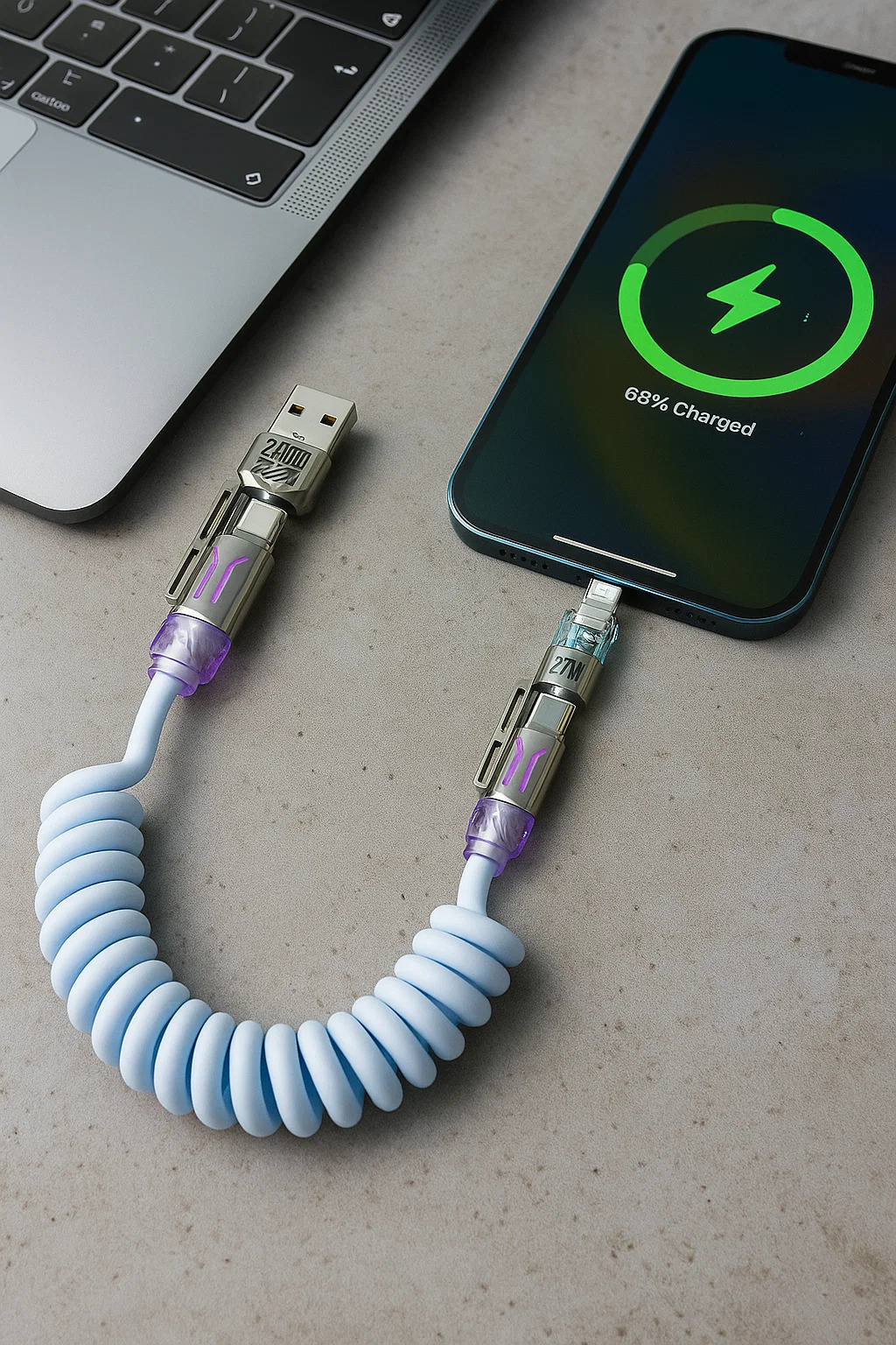 Power Spring 4-in-1 240W Fast Charging Cable - Gallery 8