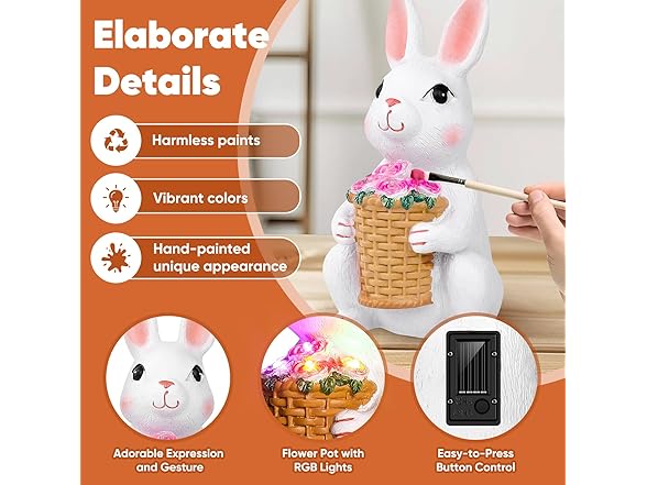 Brightever Solar Powered Garden Bunny Statue