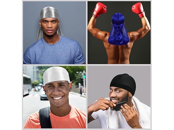 ASKNOTO 5 Pcs Silky Durag Headwraps