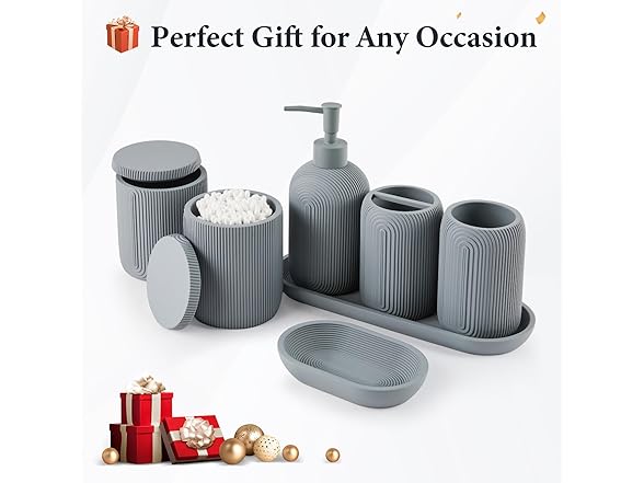 Z ZONAMA Grey Resin Bathroom Set