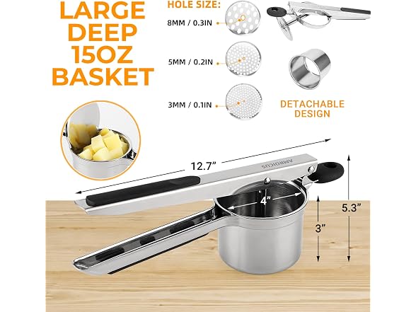 Amroicus Stainless Steel Potato Ricer