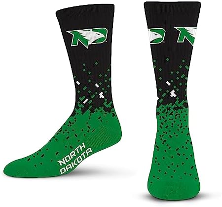 For Bare Feet NCAA NORTH DAKOTA FIGHTING HAWKS Spray Zone Crew Sock Team Color Large
