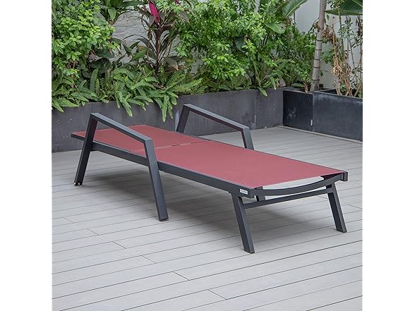 LeisureMod MLABL-77BRG Marlin Chaise Lounge Burgundy