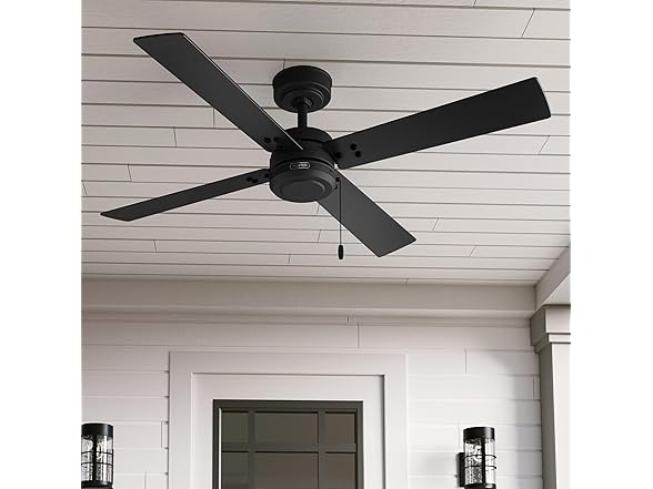 Hunter Ceiling Fan 52 inch Matte Black, Pull Chain