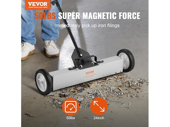 50Lbs Rolling Magnetic Sweeper with Wheels
