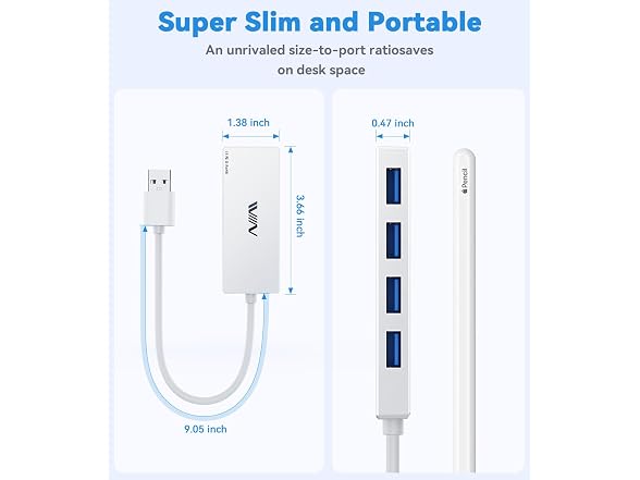 IVIIN USB 3.0 Hub White