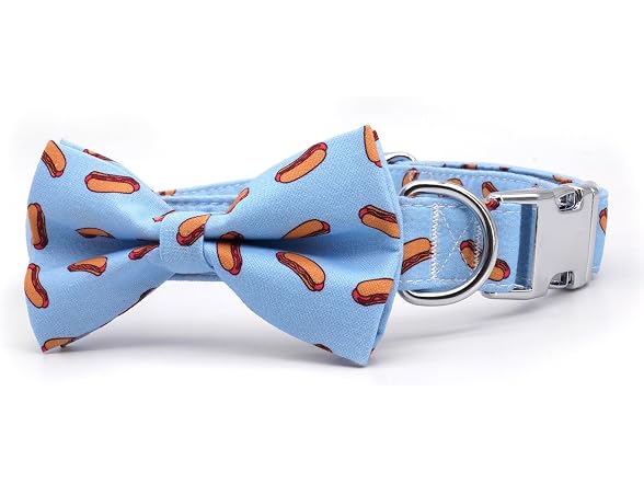 Free Sunday Dog Collar with Bow, Hotdog Dog Bowtie