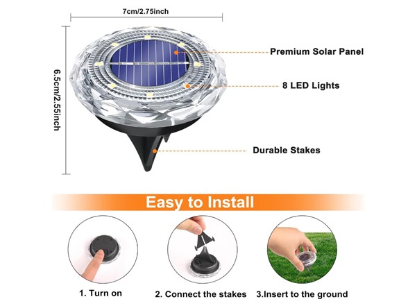 Hakol 12-Pk Solar Ground Light Outdoor Cool White