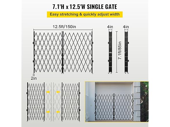 VEVOR Double Folding Security Gate, 6-1/2' H x 12' W