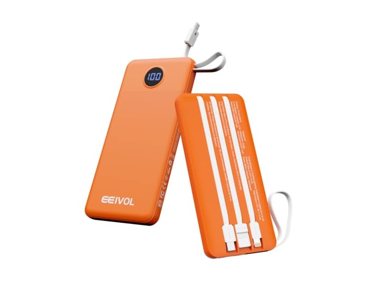 EEIVOL 10000mAh Power Bank 4 Cables