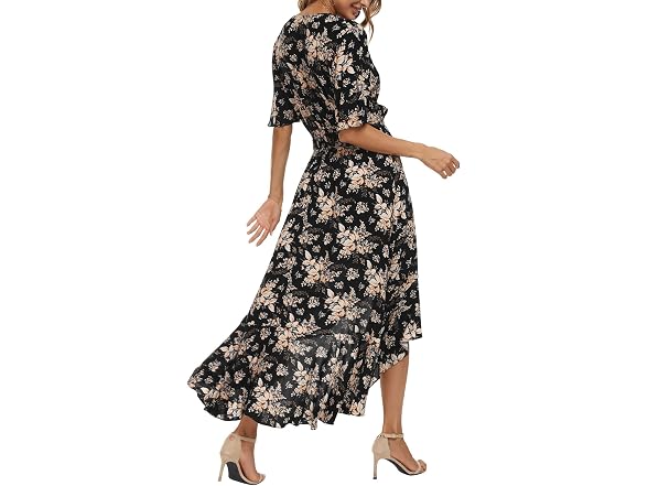 Kormei Women (L) Short Sleeve V Neck High Dress