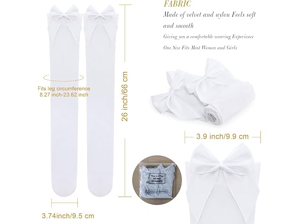 Satinior Women (L) Knee High Socks Bow Thigh Socks