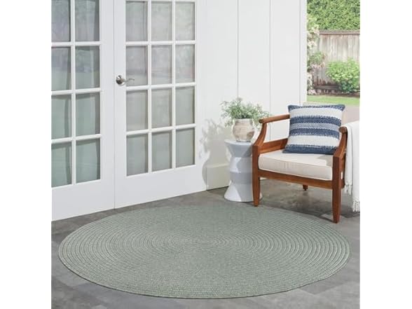Superior Reversible Braided Area Rug, 6' rd, Fog Green
