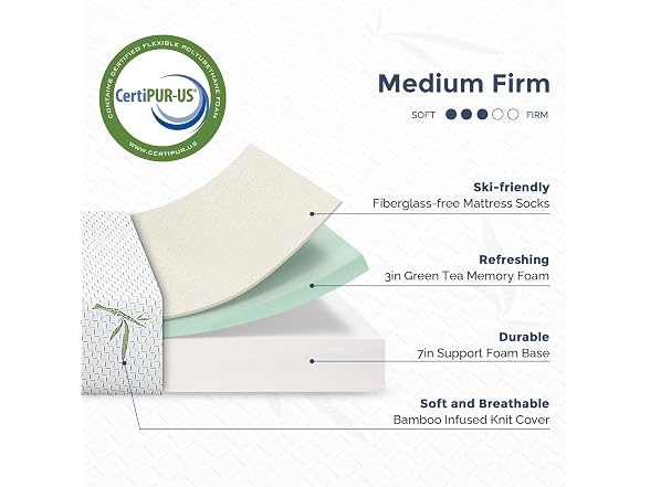 10" Queen Memory Foam Mattress, Bamboo