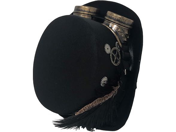 CHAPEAU TRIBE (OS) Black Steampunk Top Hat - Gallery 5