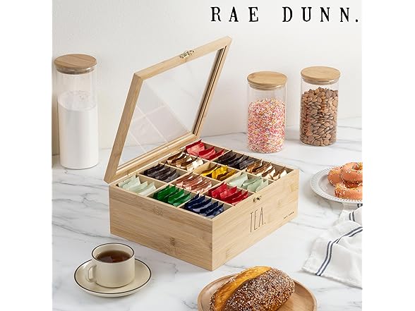 Rae Dunn Tea Bag Organizer Bamboo