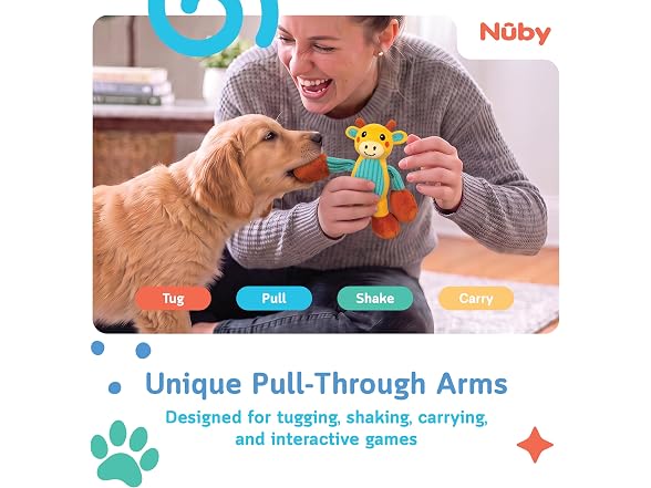 Nuby Pull & Tug Dog Toy – Interactive Plush Dog Toy