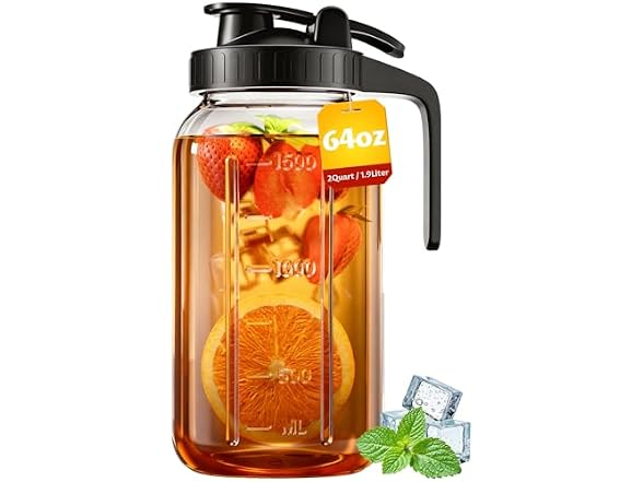 VA1KENE 64oz Mason Jar Glass Pitcher