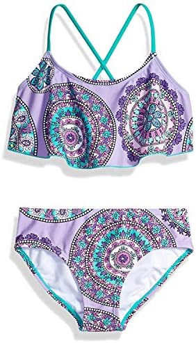 Kanu Surf Toddler Girl's Jasmine Flounce Bikini Beach Sport 2-Piece Swimsuit Swimwear, Purple, 3T