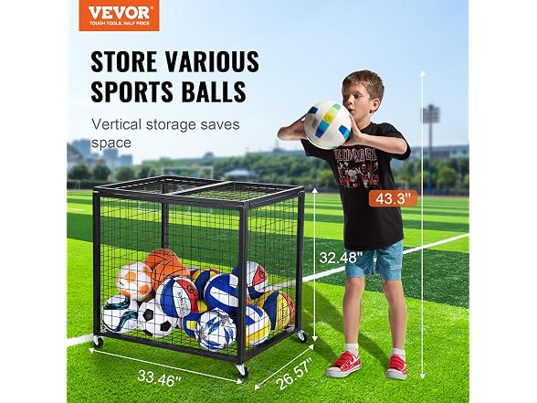 Rolling Sports Ball Storage Cart, Basketball