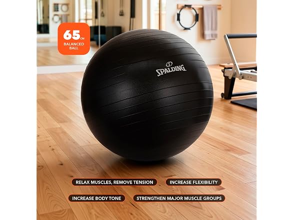 Spalding - Gym Ball with Pump (65 Cm), Black