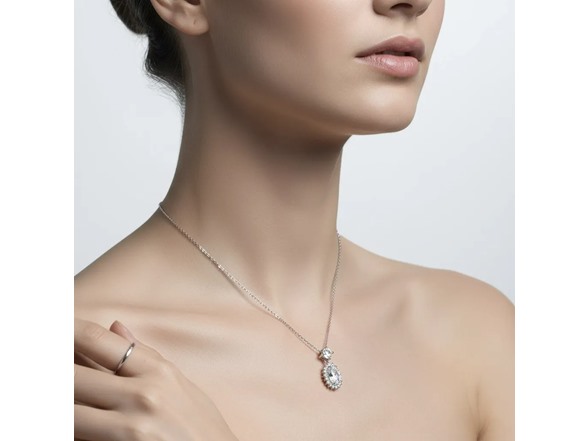Moissanite Diamond Oval Halo Necklace