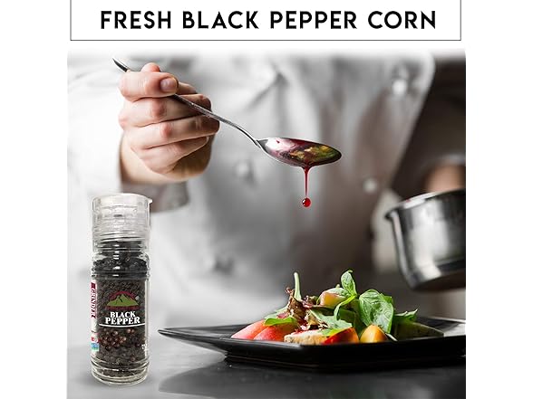 Himalayan Chef Black Pepper Glass Grinder-1.76Oz