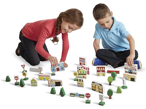 Melissa & Doug Wooden Town Play Set