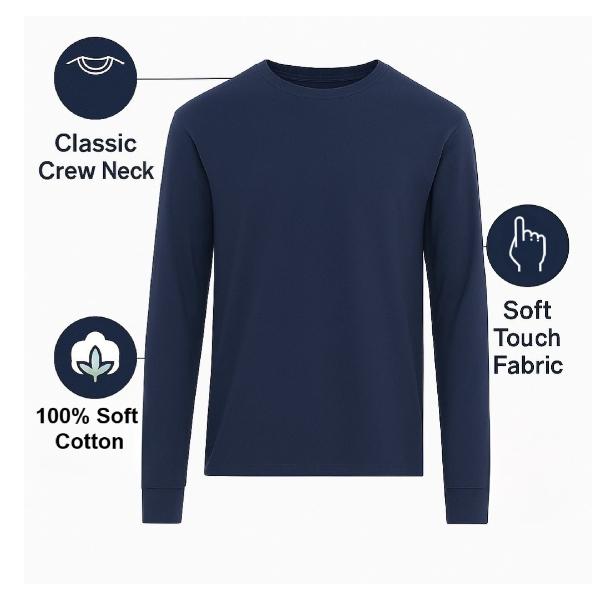 (3Pk) Men's Long Sleeve T-Shirt (S-3XL) - Gallery 7