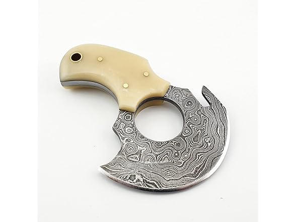 Vetus Skinning Knife Bone Handle Damascus