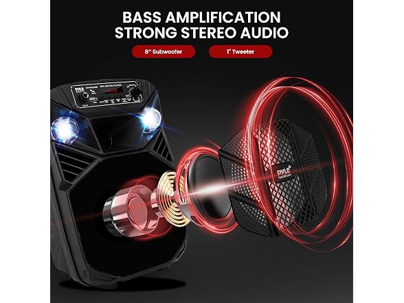 Pyle 8” Bluetooth Portable PA Speaker - 300W