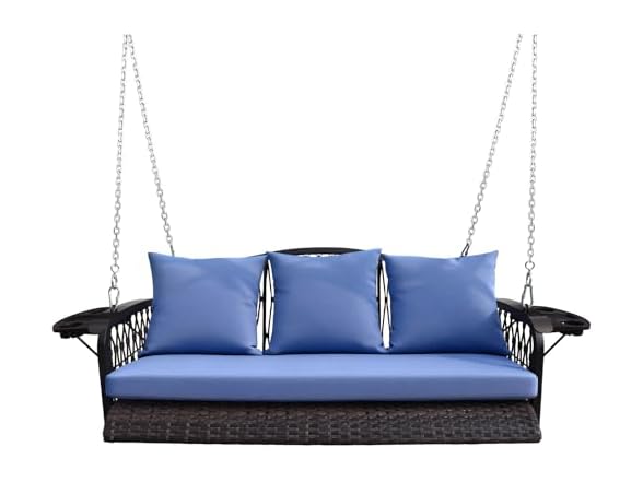 Brown Rattan/Light-blue Cushion