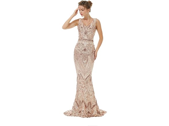 Engerla Women (16) Engela V Neck Sequin Sexy Gowns