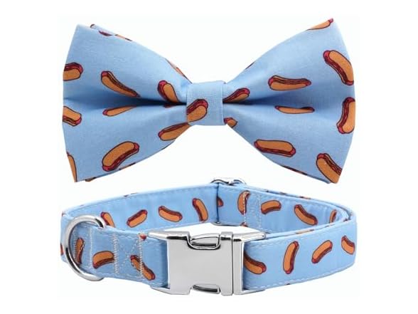 Free Sunday Dog Collar with Bow, Hotdog Dog Bowtie