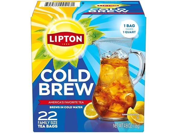 22CT Lipton Cold Brew Iced Tea Bags, Family Size