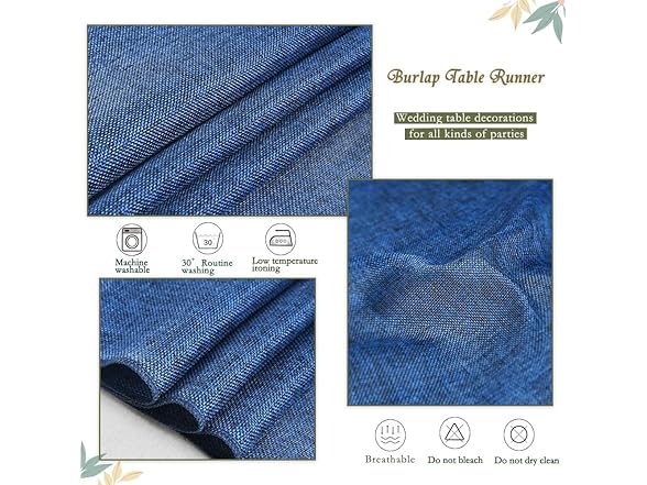 Simple Modern LuoluoHouse Blue Table Runner Burlap