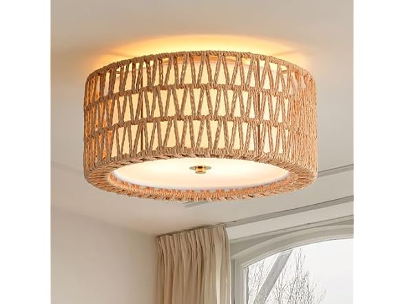 InterMaka Rattan Ceiling Light 12.6"