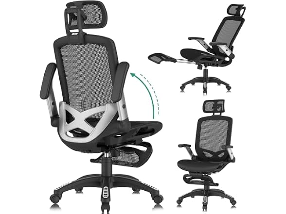 Office Chair with Footrest, Ergonomic Desk Chair