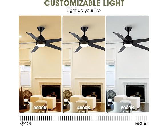 Vaczon VCZ001BK 52in Ceiling Fan