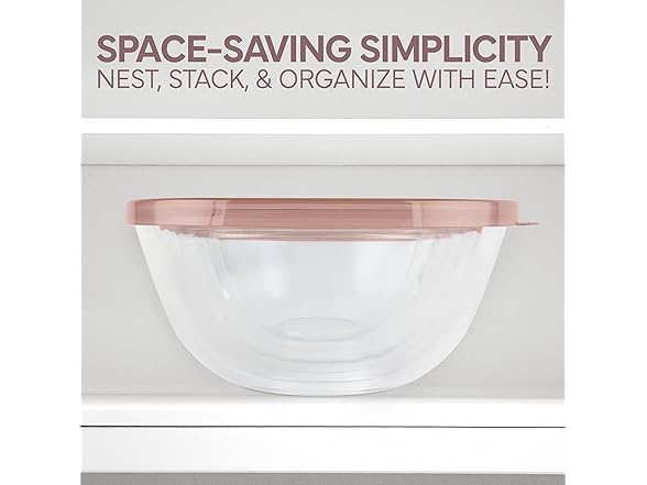 COOK WITH COLOR 12 Pc Pink Glass Mixing Bowl Set