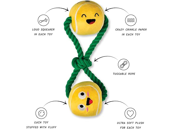 Fringe Studio Plush Dog Toy with Rope