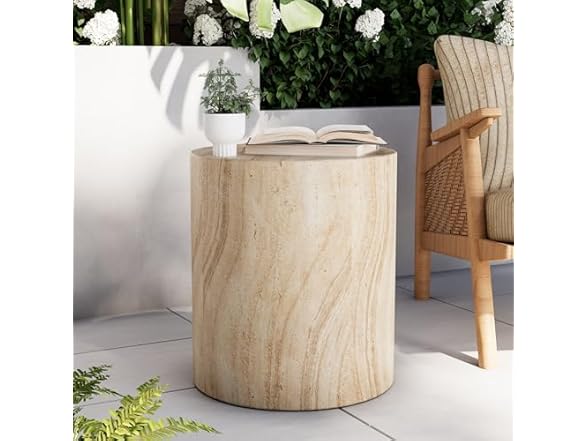 Royal Windsor Outdoor Side Table for Patio, Faux Travertine (Open Box)