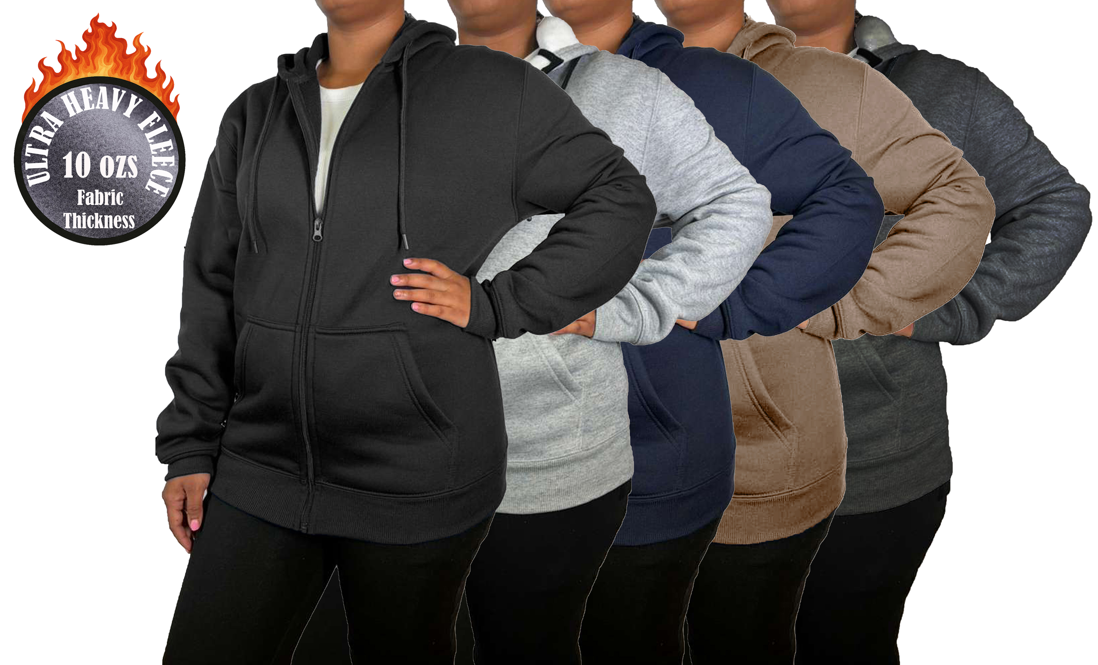 Womens Heavyweight Fleece-Lined Full Zip Hoodie - Gallery 14